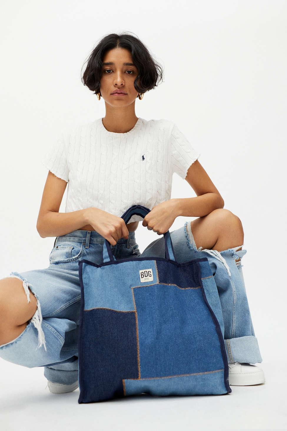 BDG Patchwork Denim Tote Bag in Indigo 