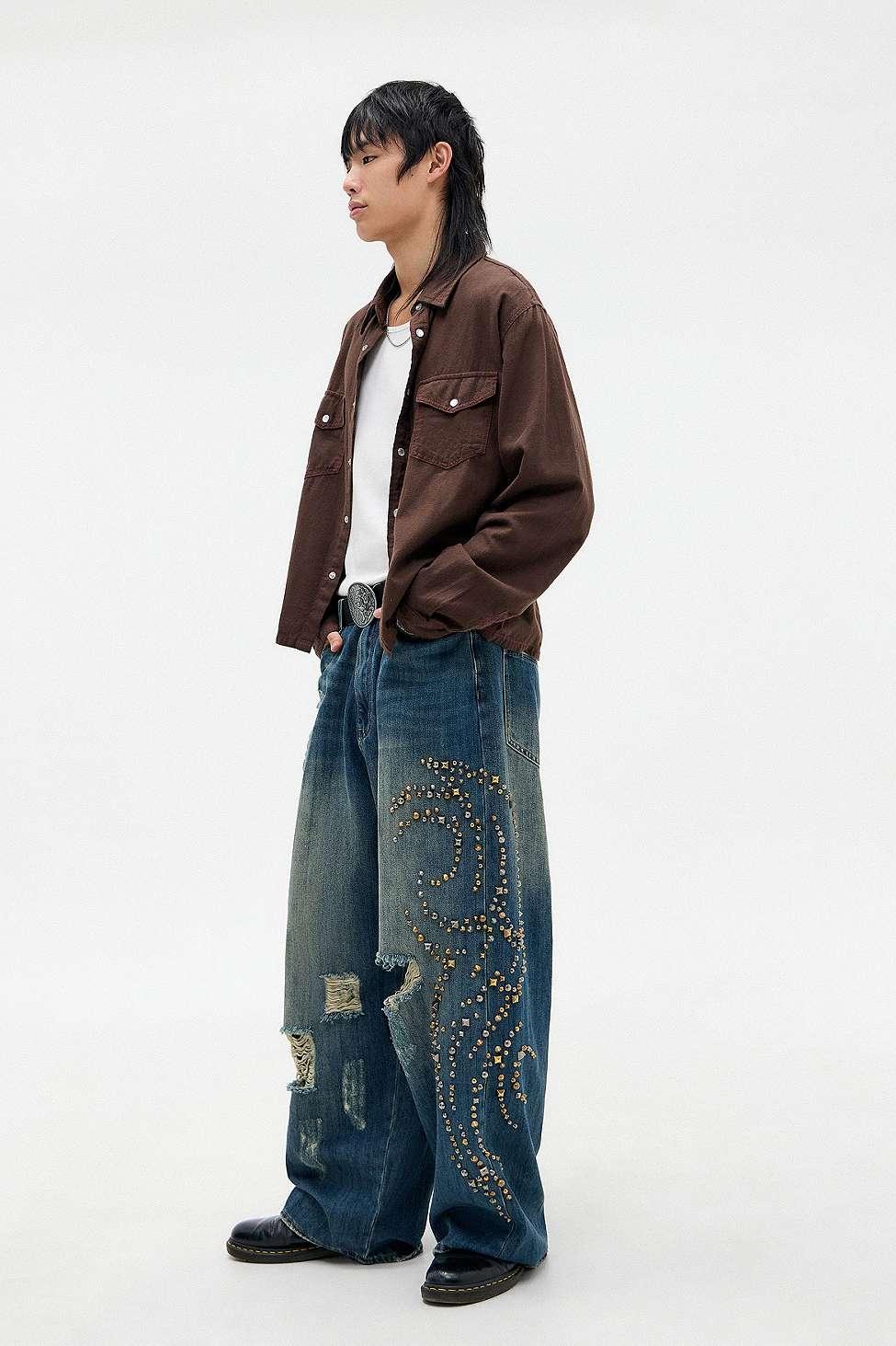 Jaded London Tattoo Stud Xl Colossus Jeans in Blue for Men