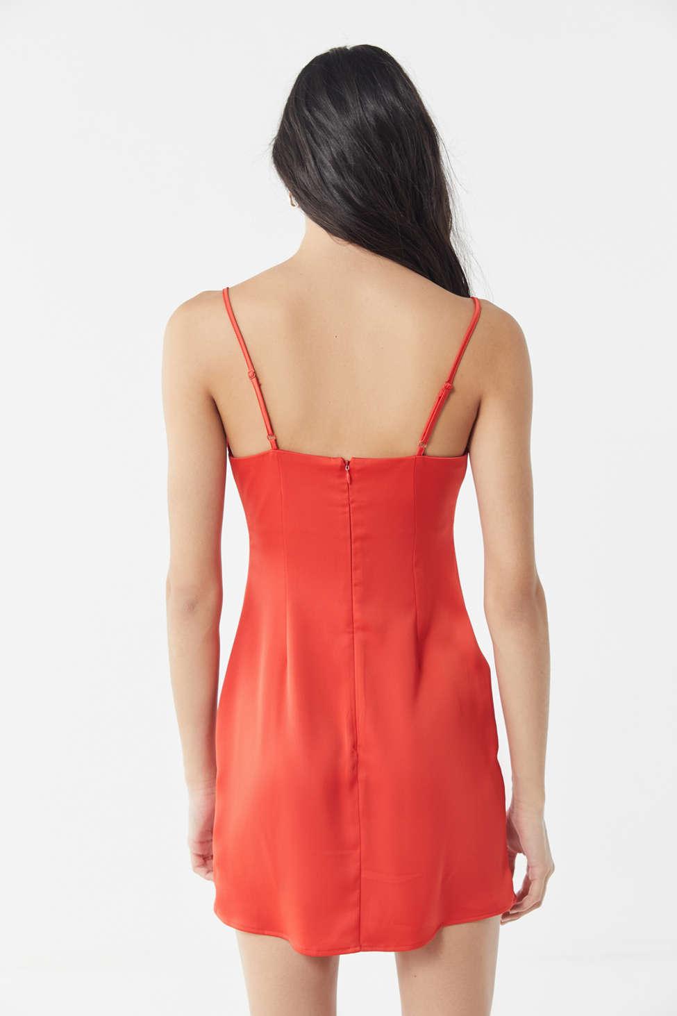 Urban Outfitters Satin Uo Mallory Cowl Neck Slip Dress in Red - Lyst