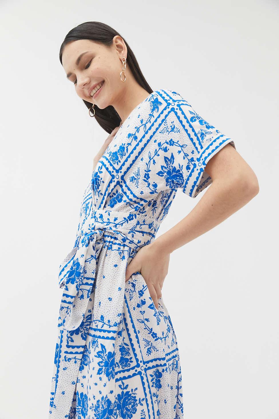 urban outfitters gabrielle linen midi wrap dress