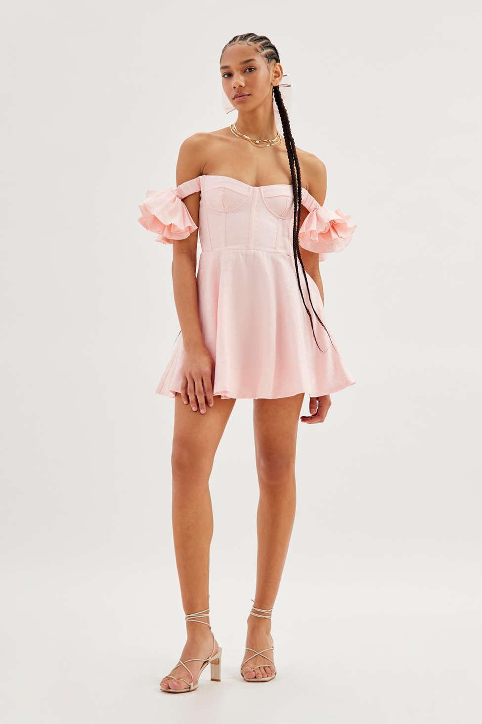 Pink Off Shoulder Mini Dress