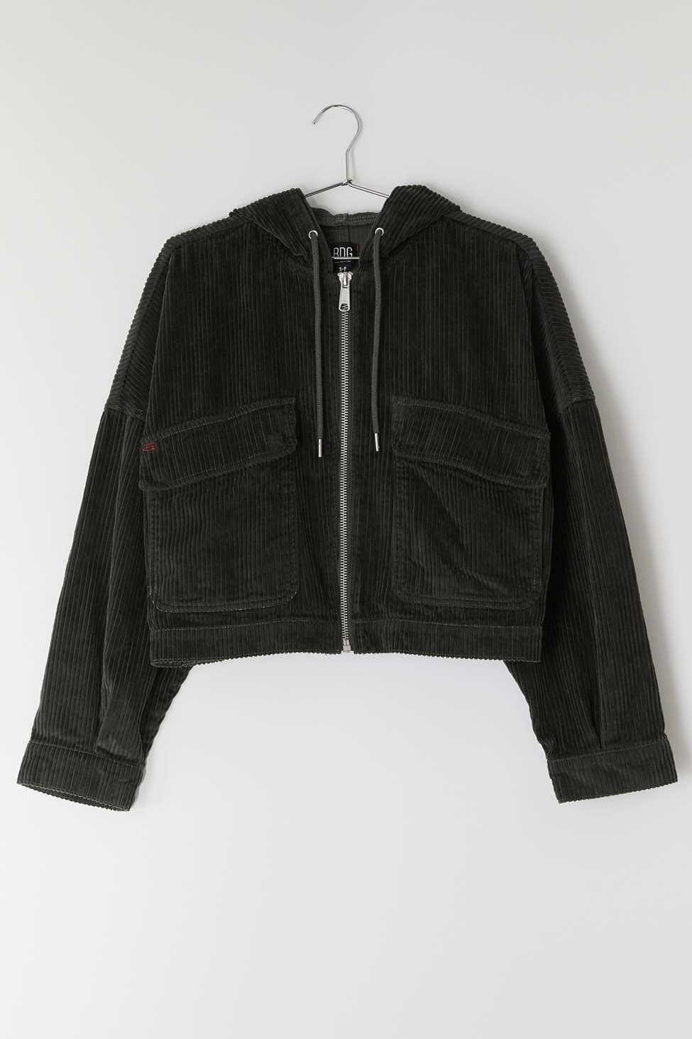 corduroy hooded cropped jacket