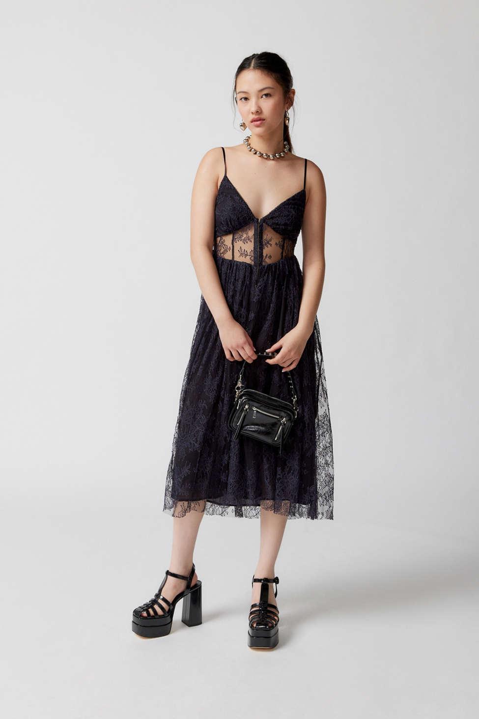 Urban Outfitters Uo Cedar Lace Corset Midi Dress in Black Lyst