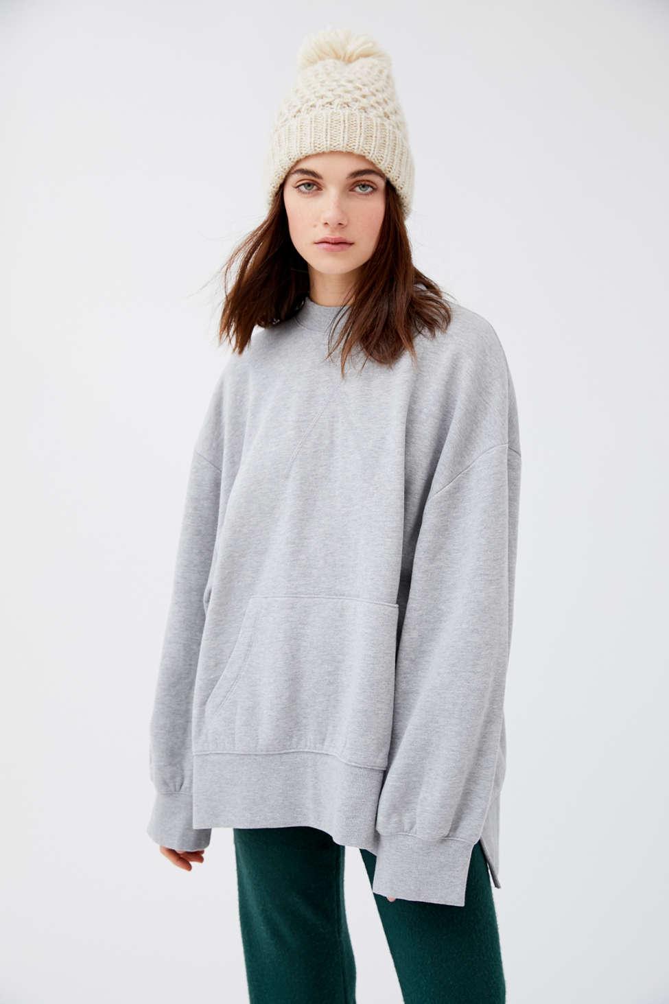crew neck tunic sweatshirt