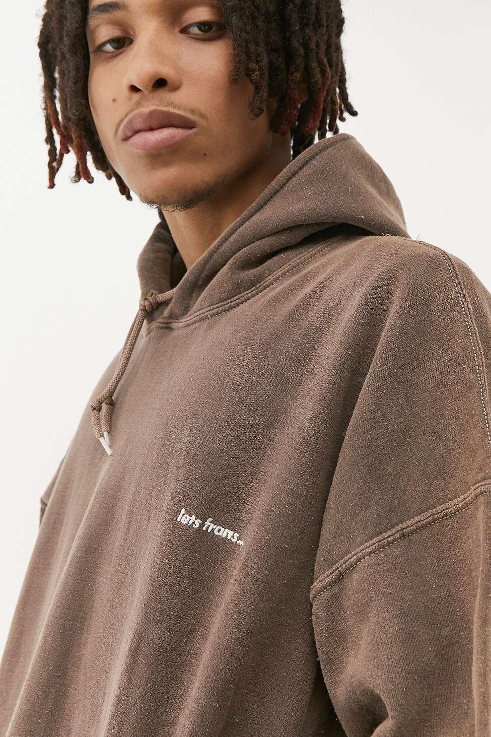 Cotton Brown Over-dyed Hoodie for Men 