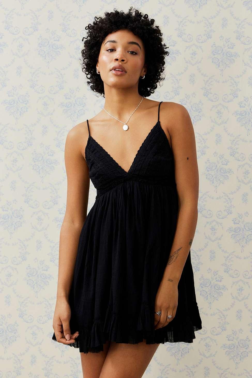 Black babydoll mini dress online