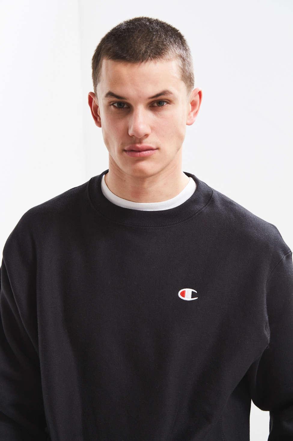 Champion Reverse Weave Fleece Crew Neck Sweatshirt in Black for Men - Lyst