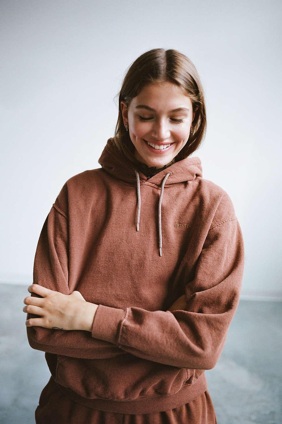 iets frans Cotton Embroidered Hoodie Sweatshirt in Brown - Lyst