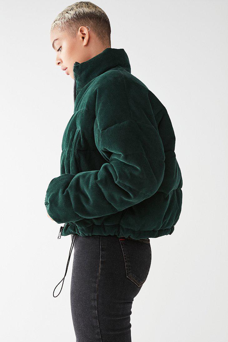 Urban Outfitters Uo Corduroy Puffer Jacket in Dark Green (Green) - Lyst