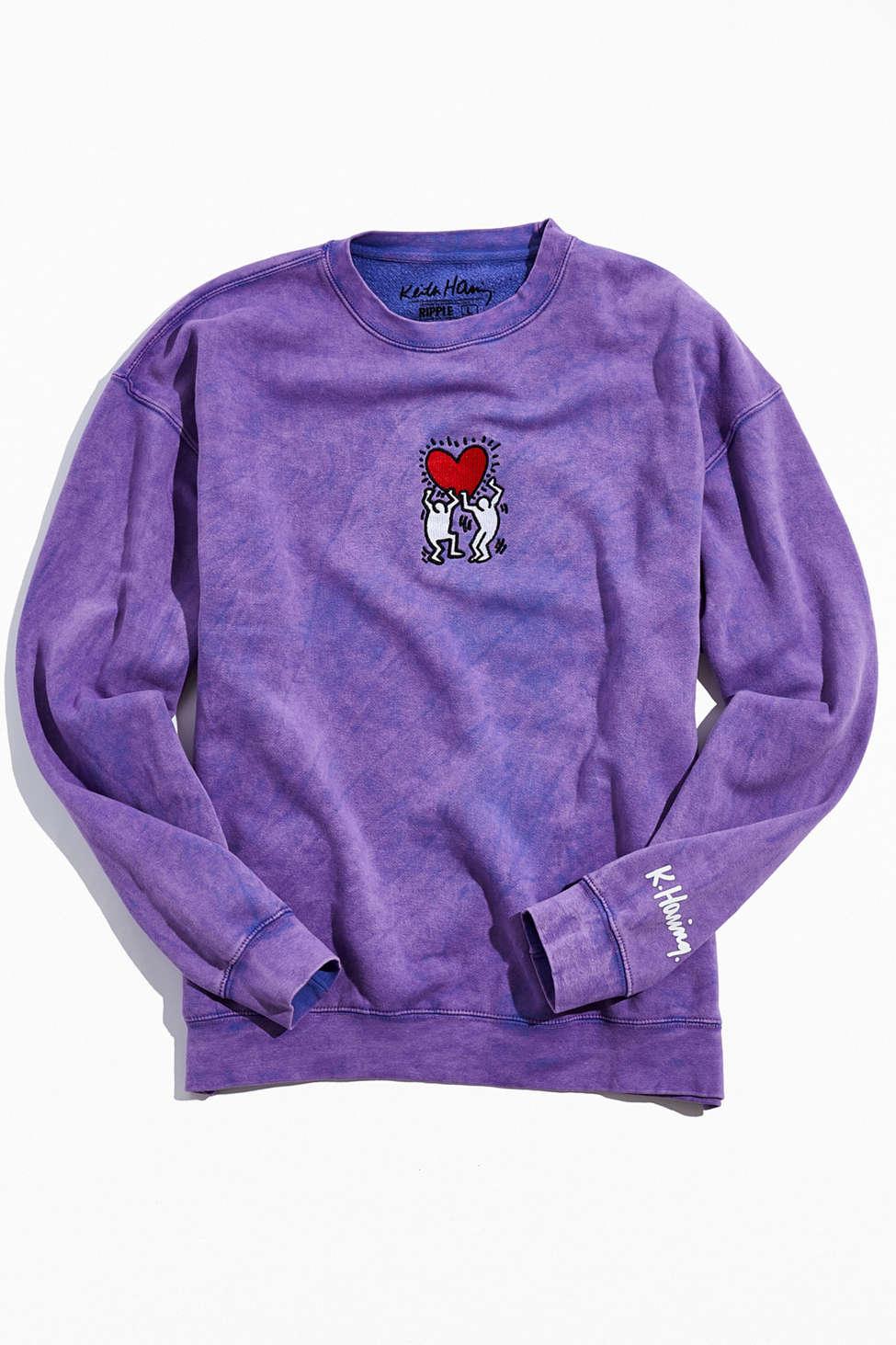 Urban Outfitters Keith Haring Embroidered Crew Neck Sweatshirt in Purple  for Men | Lyst