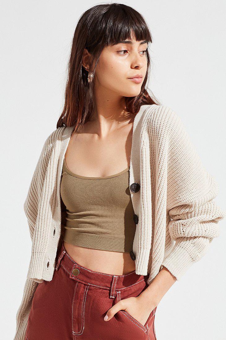 Urban Outfitters Uo Jem Cropped Cardigan in Natural | Lyst