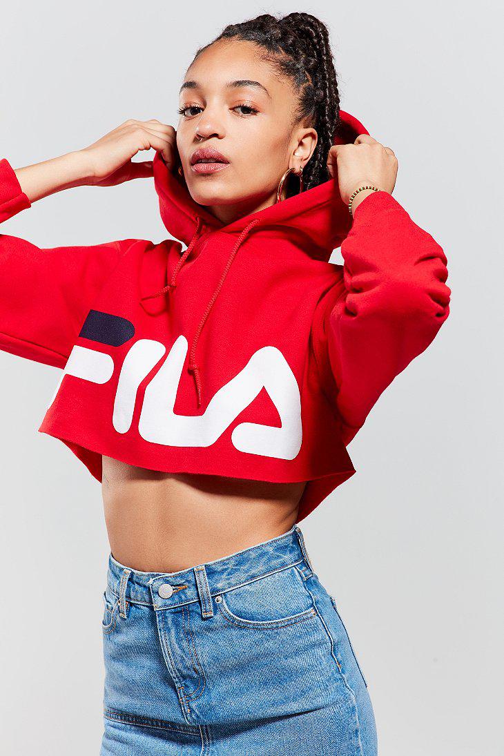 fila red cropped hoodie