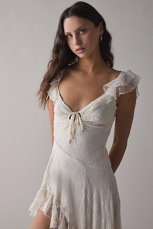 Urban Outfitters Uo Hyacinth Lace Spliced Midi Dress in White | Lyst