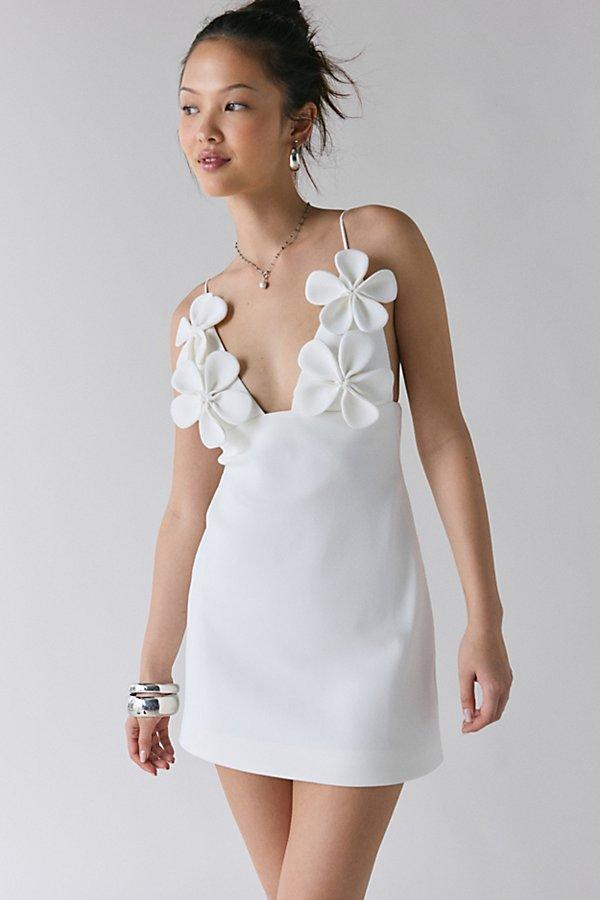 white floral satin ruched bardot bodycon dress Bardot Twist Strap Detail Open Back Mini Bodycon Dress In White Slinky |  EGO US