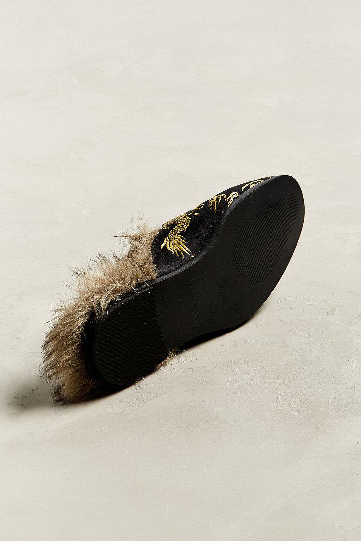 fur lined slip on loafers