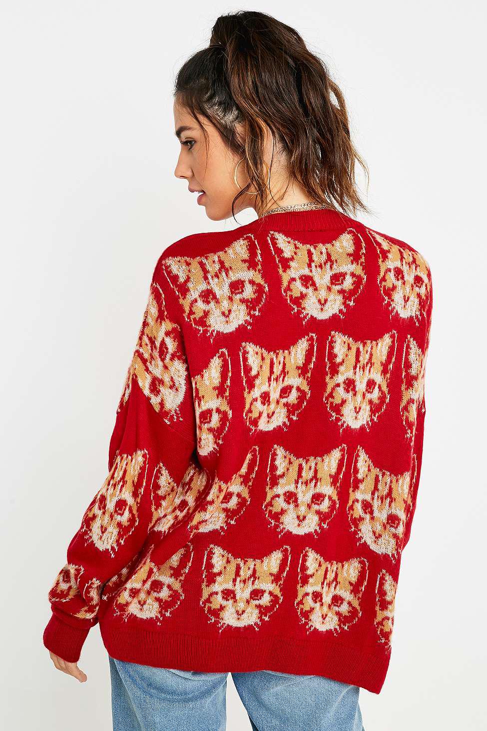 red cat sweater