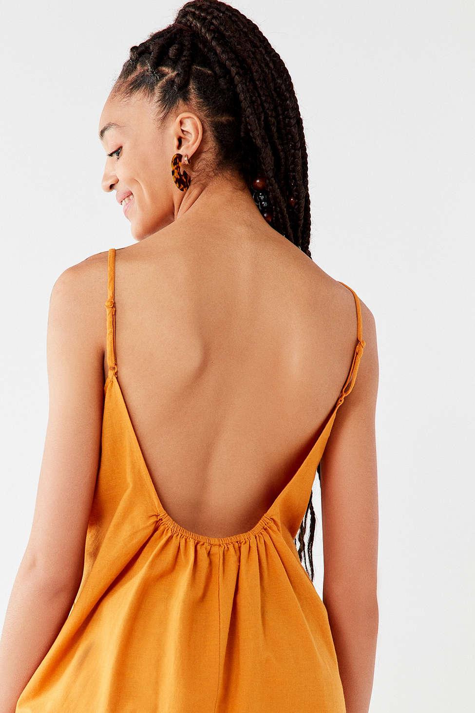 linen backless dress