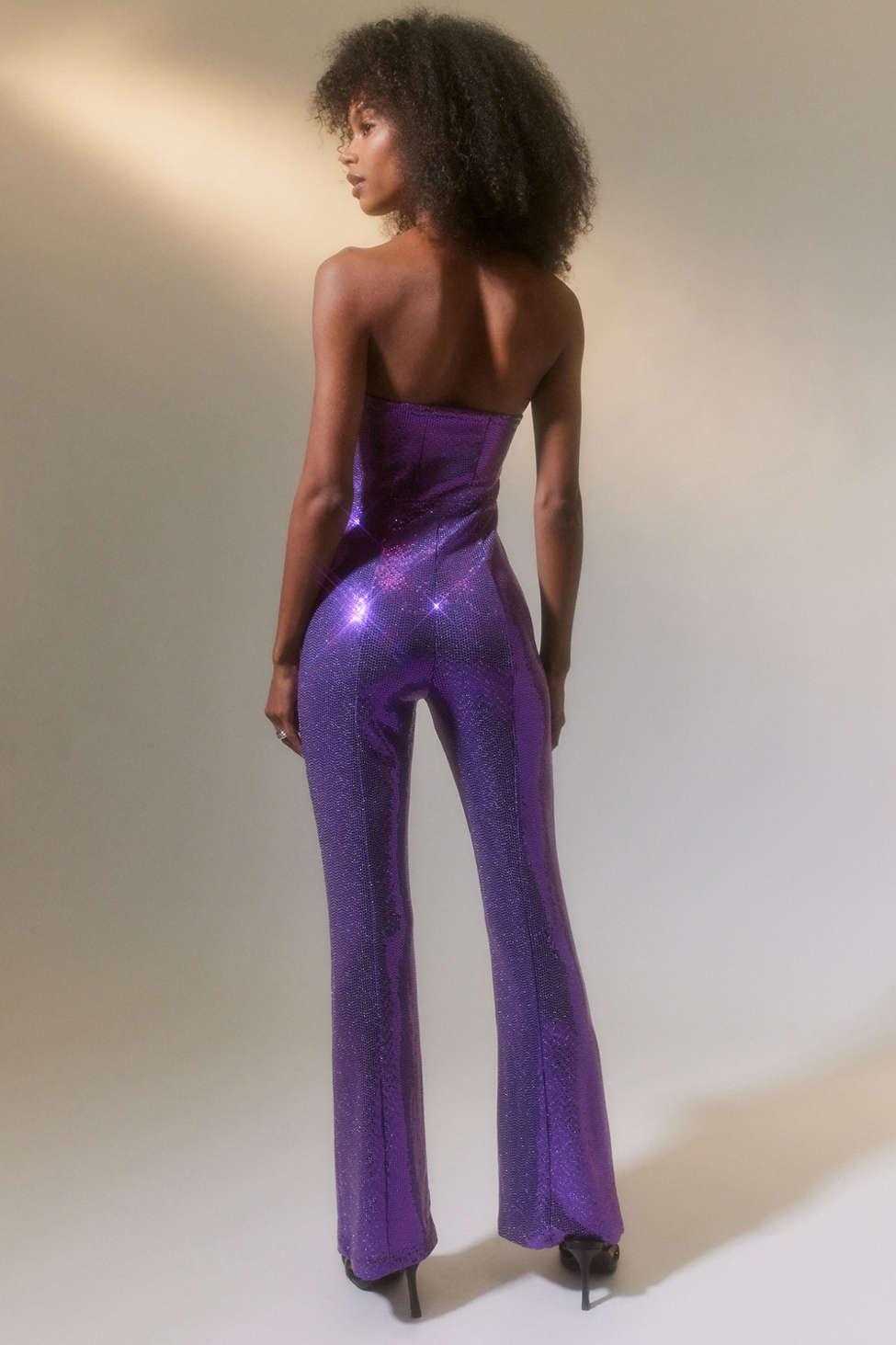 Urban Outfitters Uo Spotlight Sequin Corset Jumpsuit in Purple | Lyst
