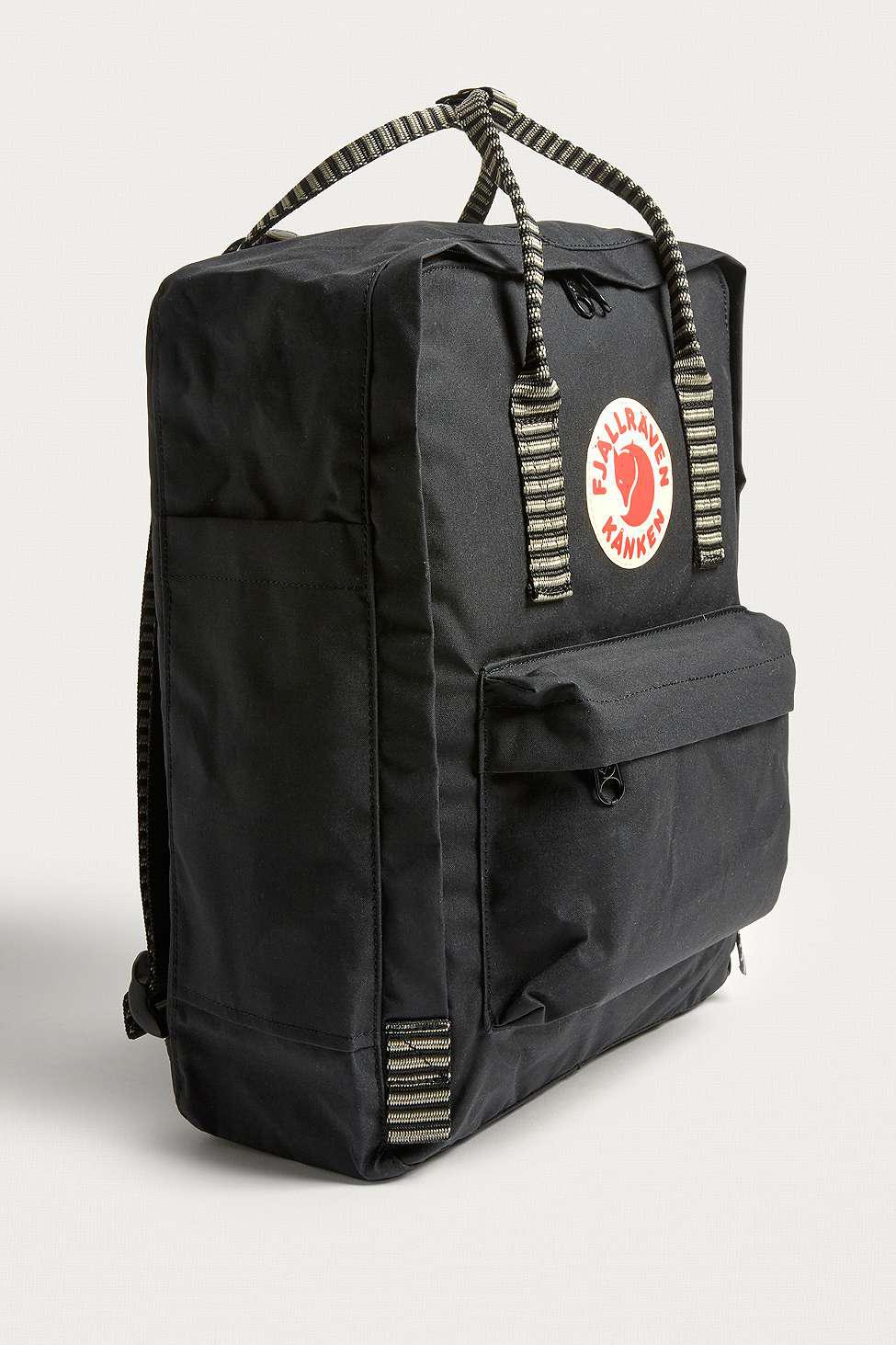 fjallraven kanken black stripe handle backpack
