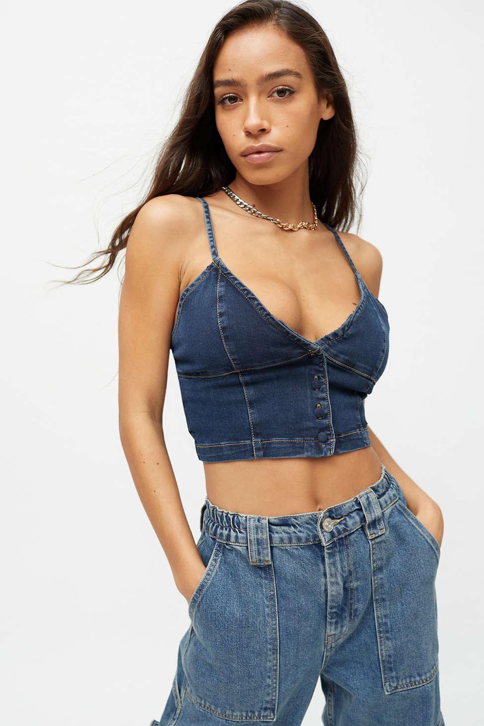Urban Outfitters Uo Nate Denim Bustier Top in Indigo (Blue) | Lyst