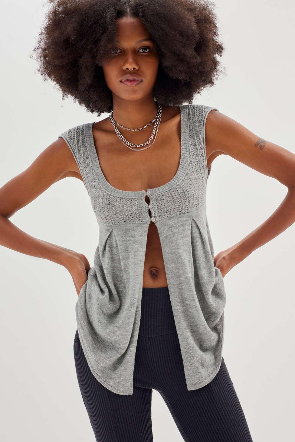 Urban Outfitters Uo Kate Babydoll Top in Gray Lyst