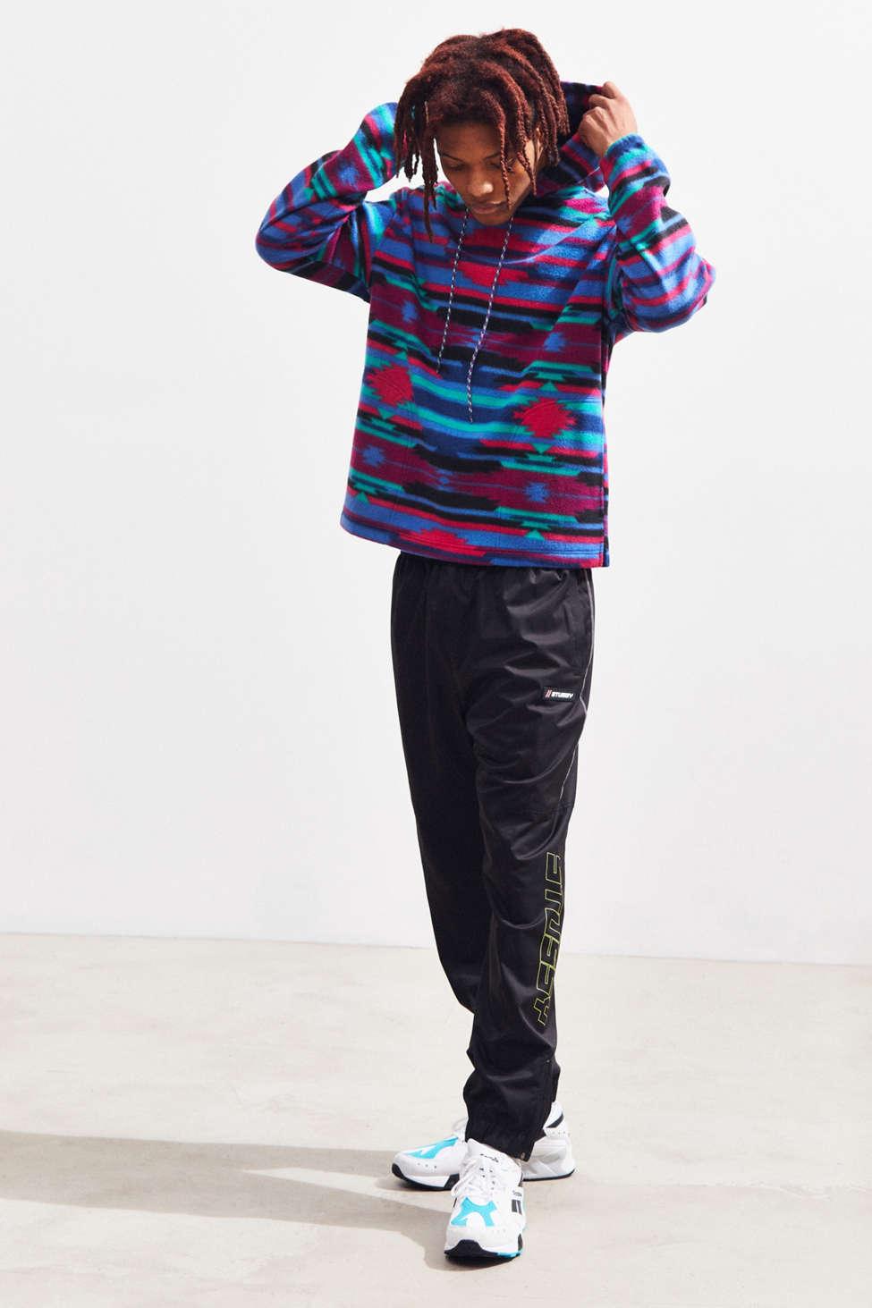 uo patterned polar fleece hoodie sweatshirt