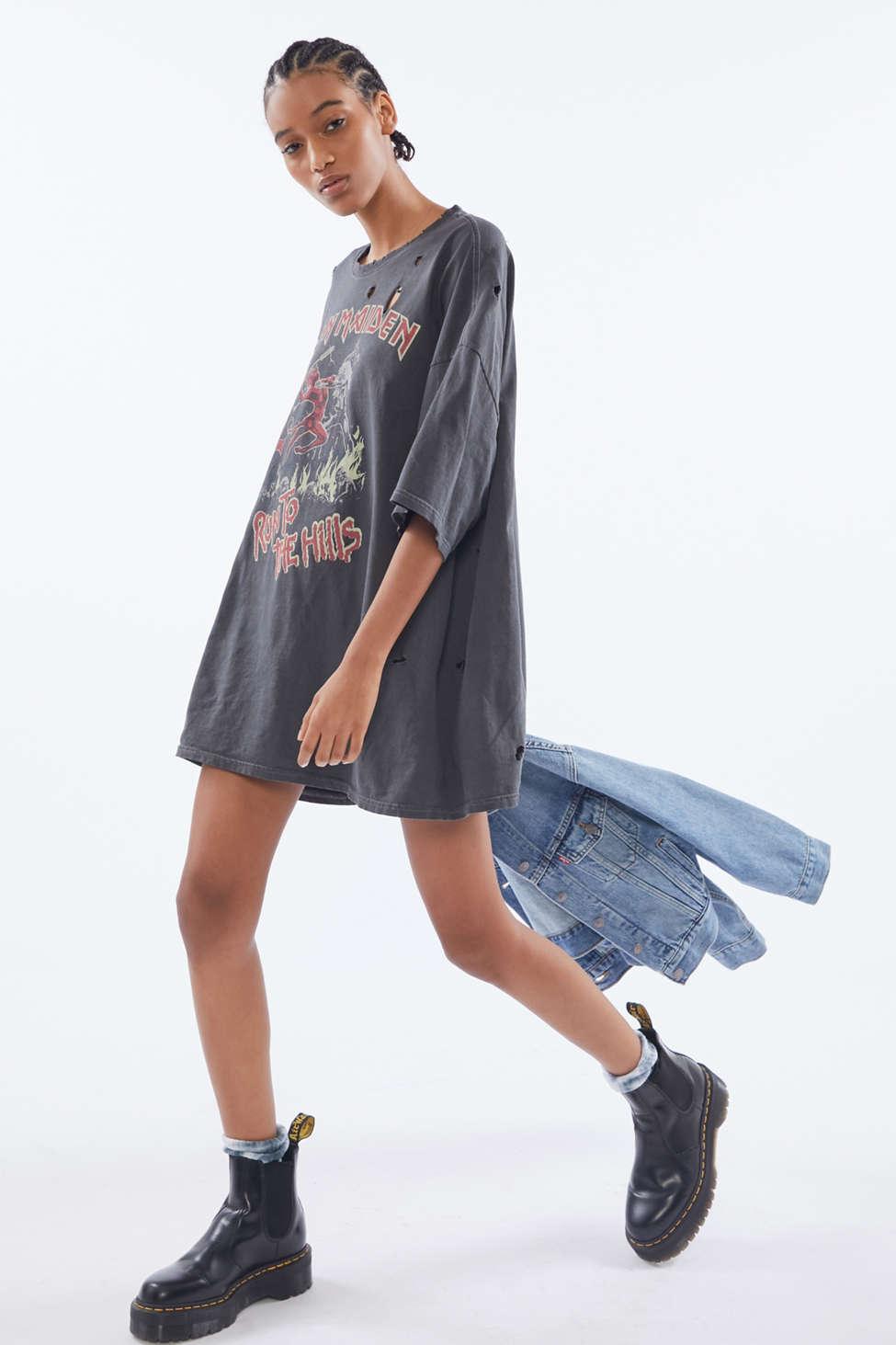 Urban Outfitters Iron Maiden Run To The Hills Distressed T-shirt Dress |  Lyst