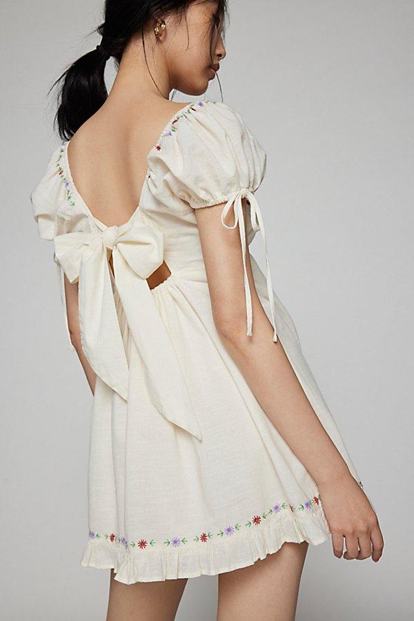 kimchi blue marcella embroidered tie back babydoll mini dress Suit Ice Blue BDS-2603 – Maria.B. Designs (AE)