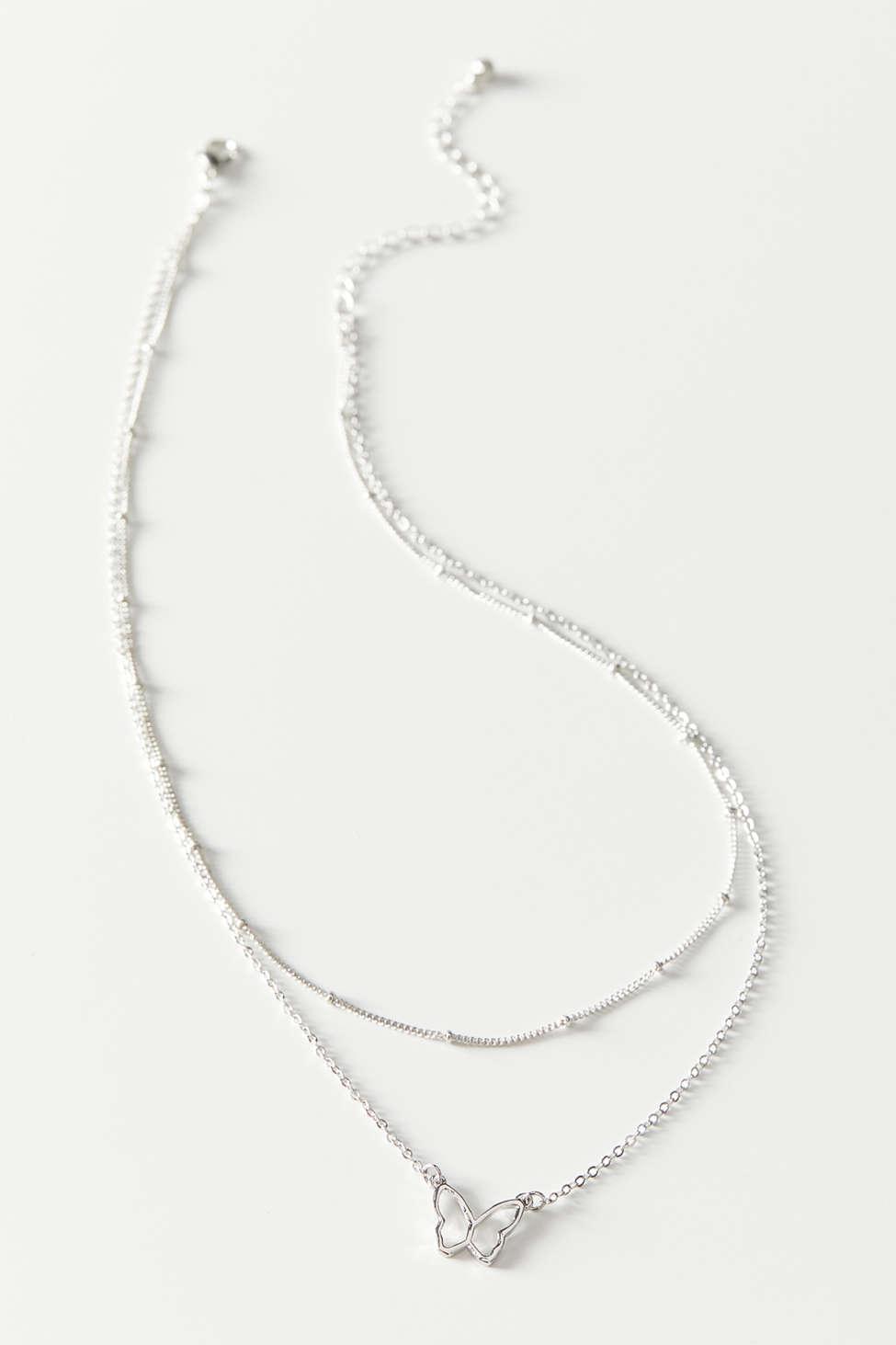 Download Urban Outfitters Delicate Butterfly Layer Necklace in ...
