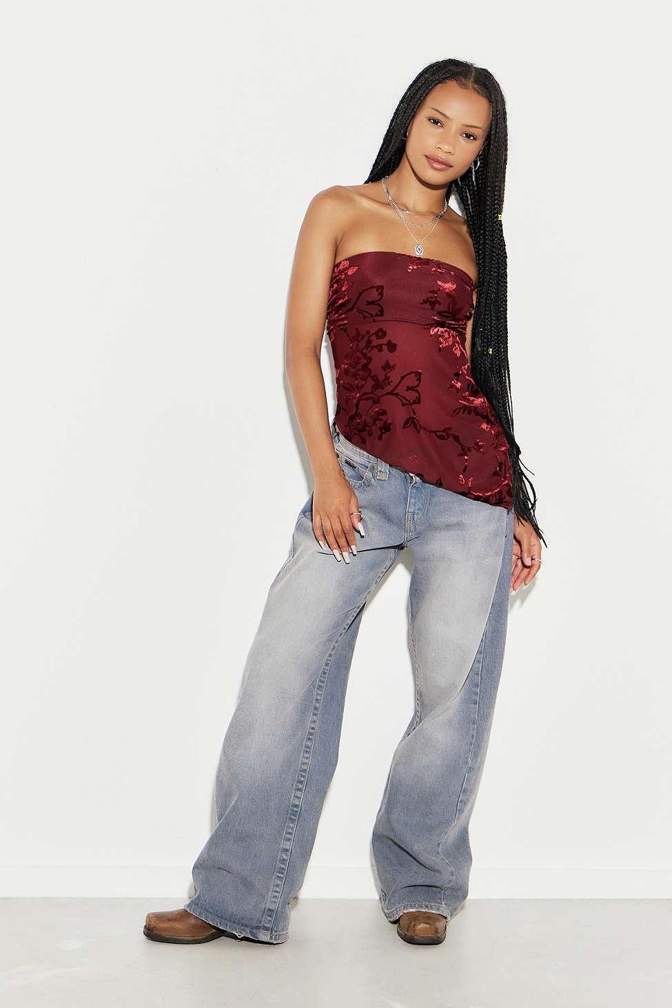 Urban Outfitters Uo Y2k Velvet Burnout Tube Top in Red Lyst UK