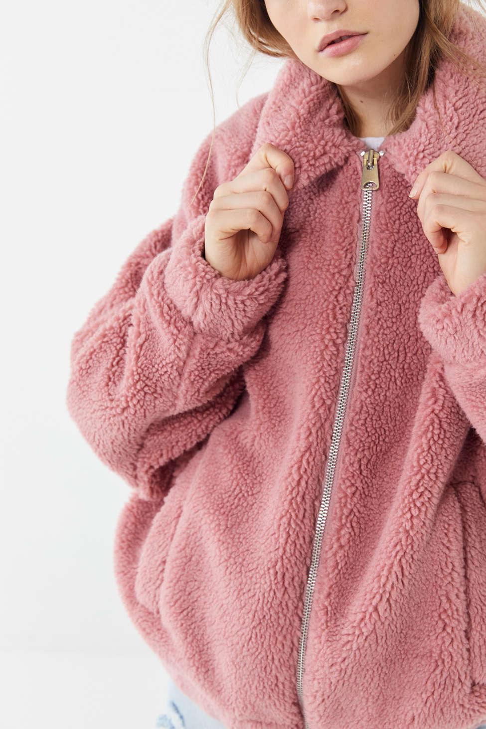Urban Outfitters Synthetic Uo Dolman Teddy Jacket in Pink ...