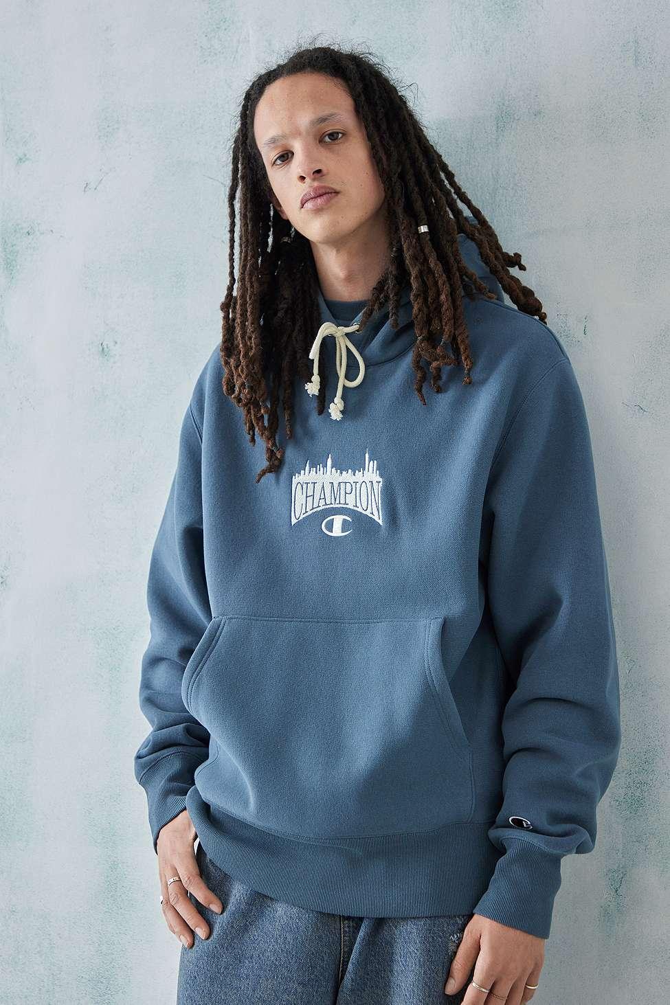 Blue champion mens deals hoodie