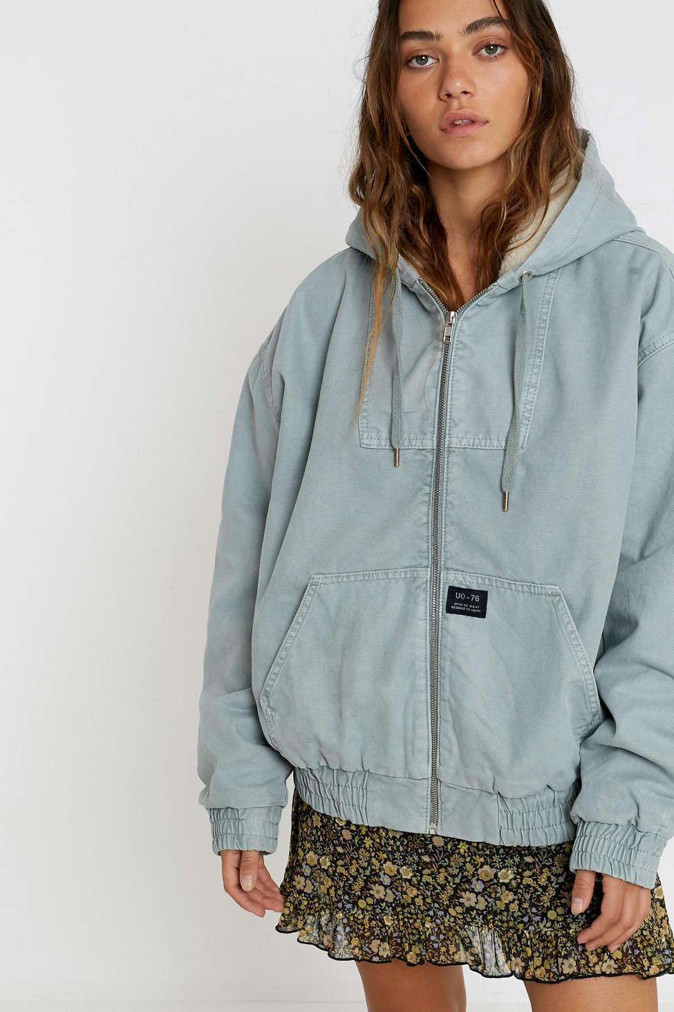 BDG Cotton Sherpa Hooded Skate Jacket in Blue - Lyst