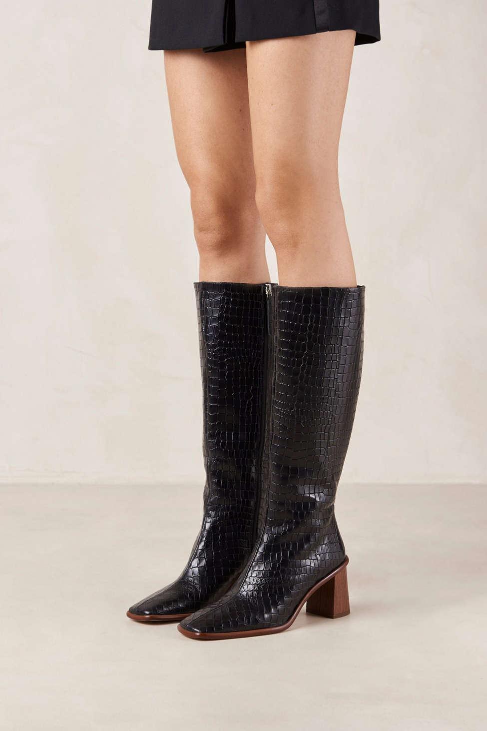 croc leather booties