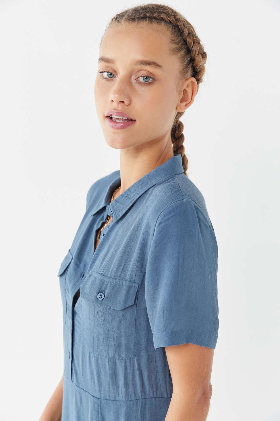 collared mini shirt dress