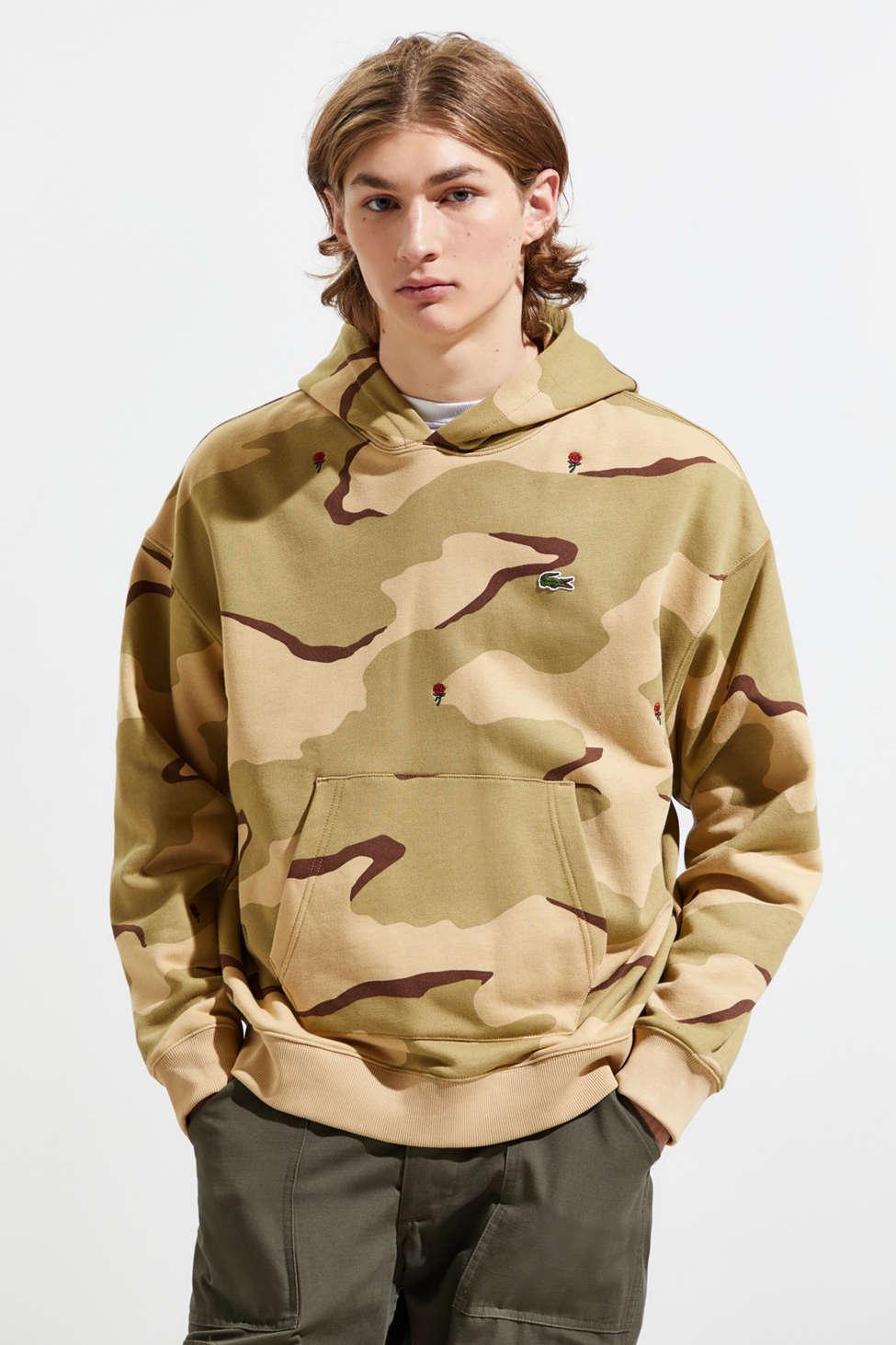 Lacoste Live Hooded Camo Print Fleece Sweatshirt in Natural for Men - Lyst