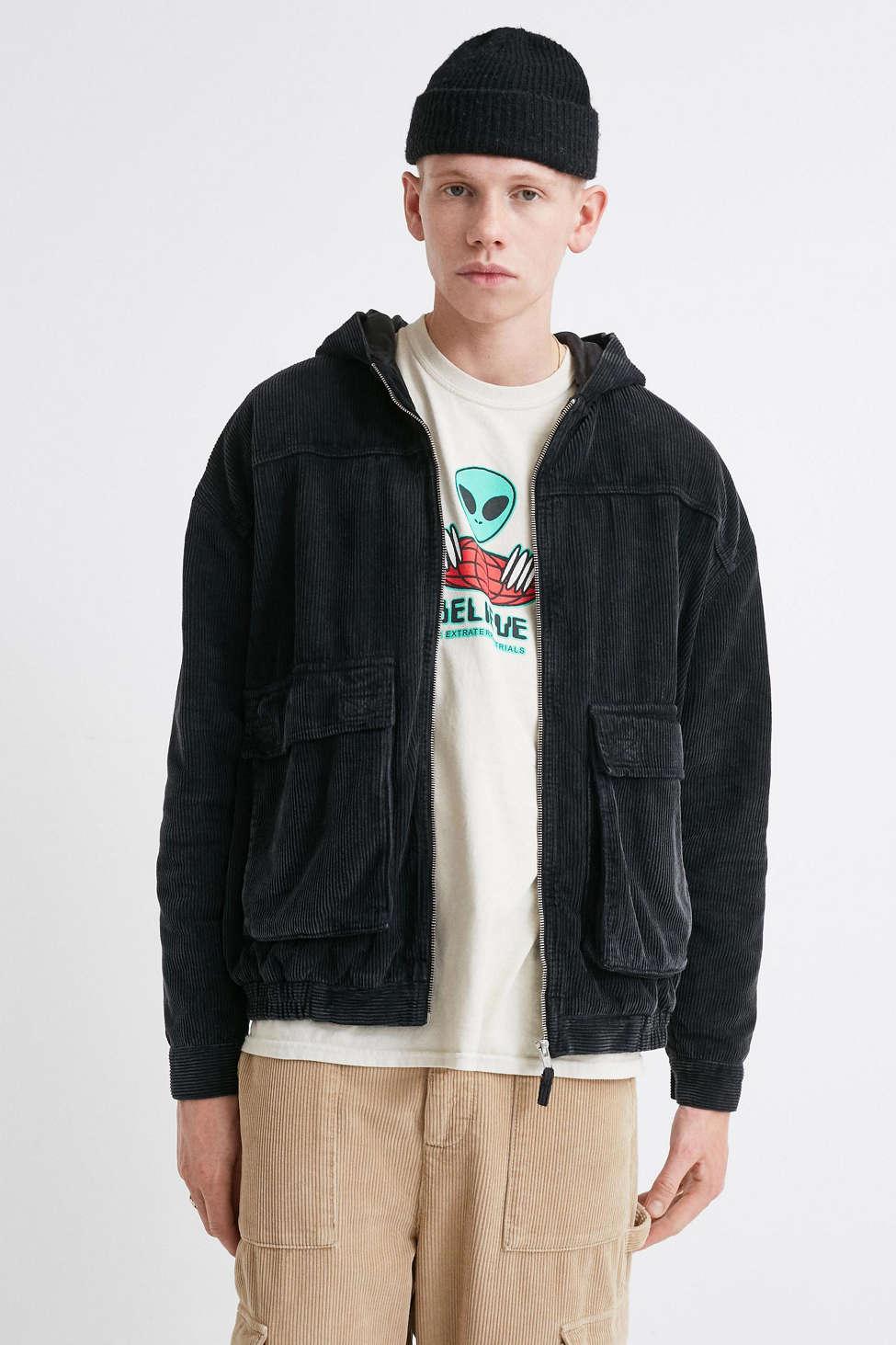 Urban Outfitters Uo Black Corduroy Zip 