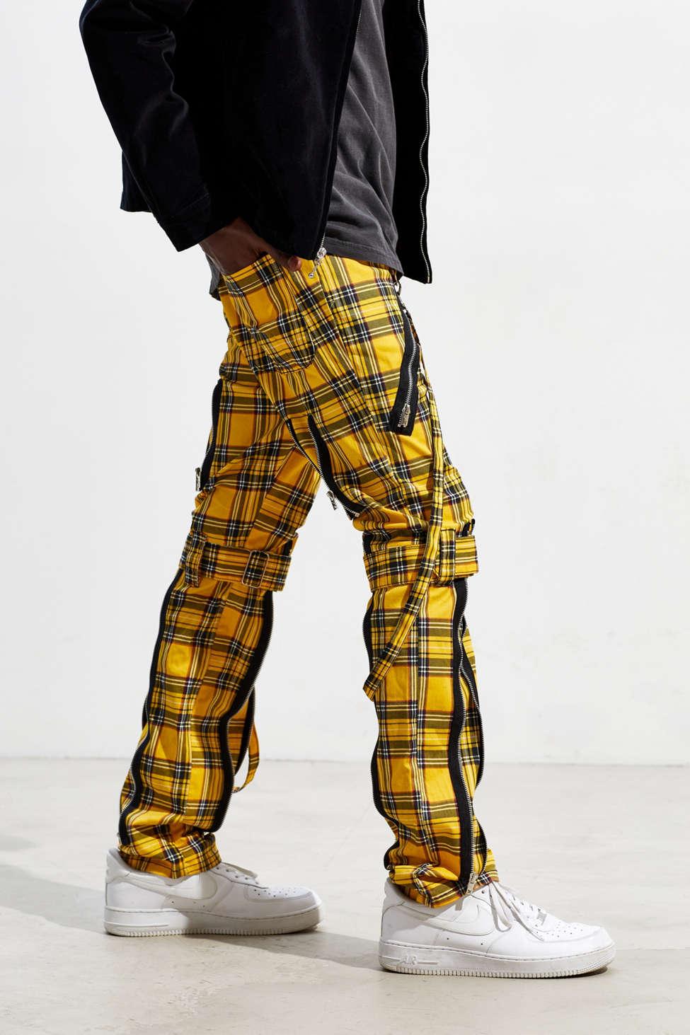 plaid black and yellow pants