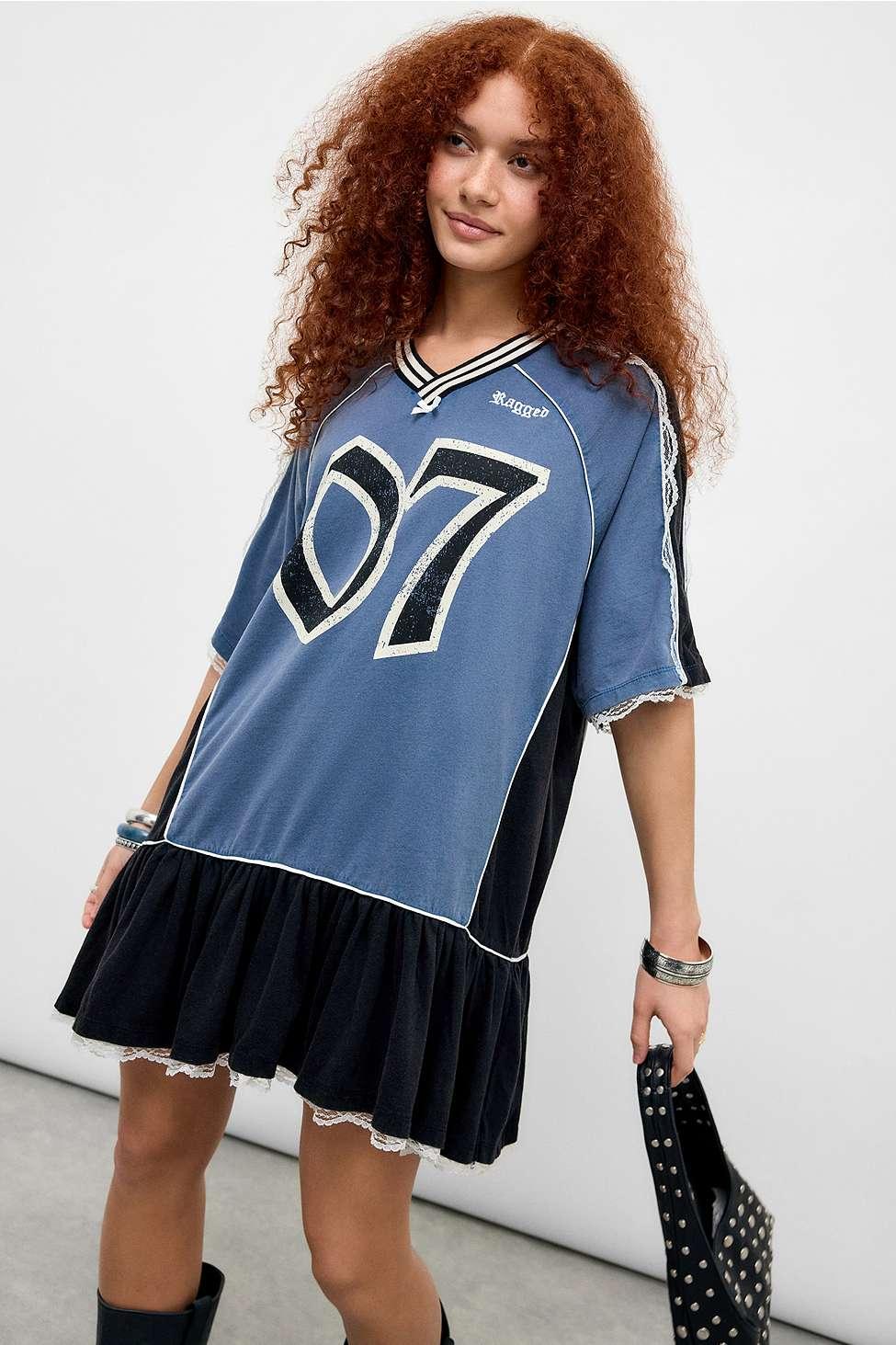 The Ragged Priest Varsity Drain T-shirt Dress Xs At Urban