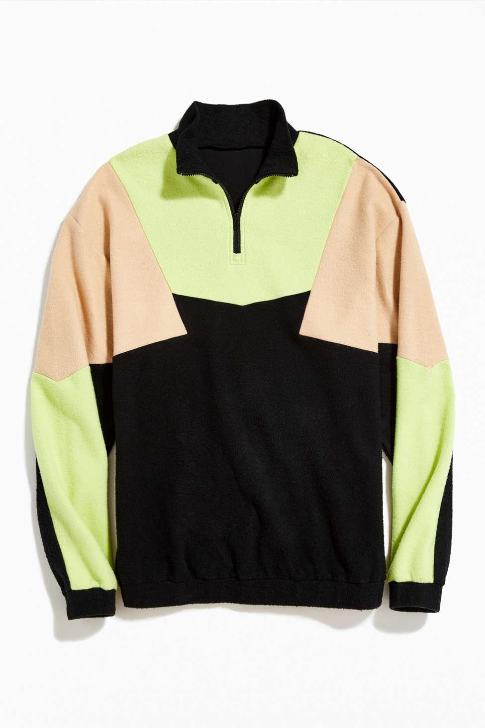 Download Urban Outfitters Cotton Uo Colorblock Quarter-zip Mock ...