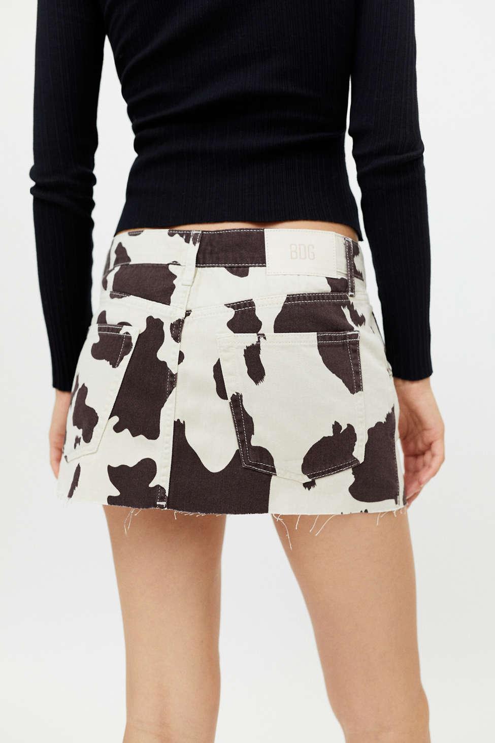 Cow print 2024 skirt denim