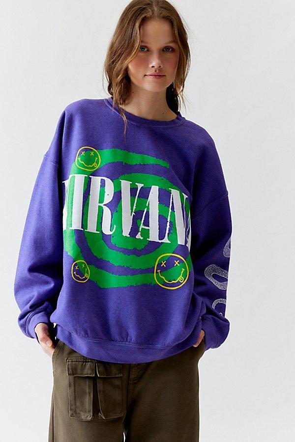 【GRAVER】22FW★ Human Rainbow Smile Sweatshirt Nirvana Smile Overdyed Fleece Crew Neck Sweatshirt | Urban