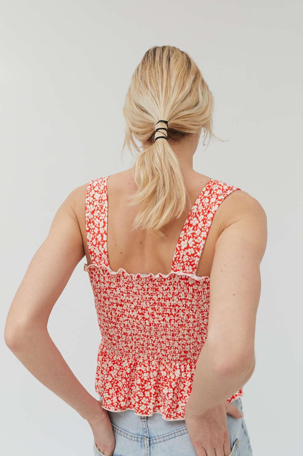 smocked peplum tank