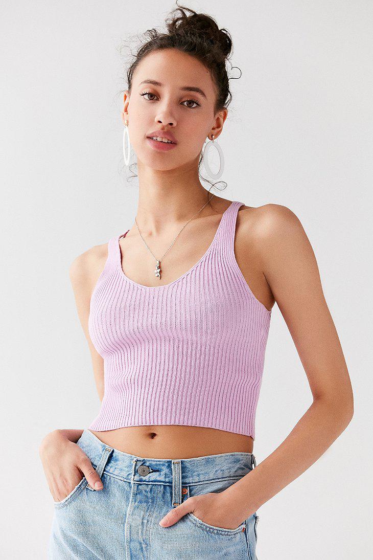 Urban Outfitters Cotton Uo Ruth Ribbed Sweater Tank Top in Lavender  (Purple) - Lyst