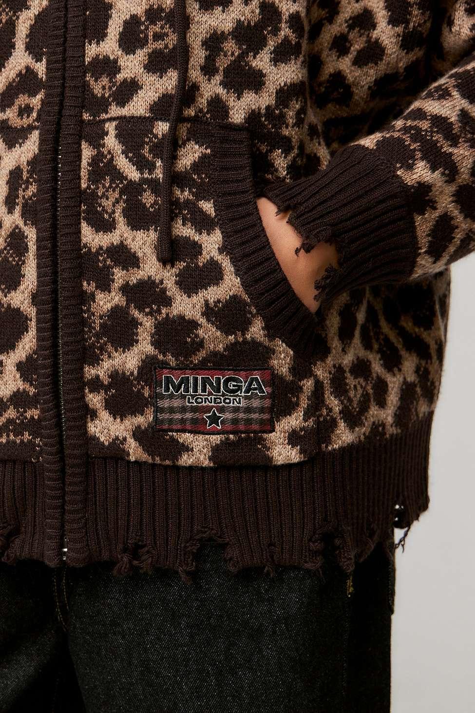 Minga Leopard Knitted Zip-up Cardigan S/m At Urban