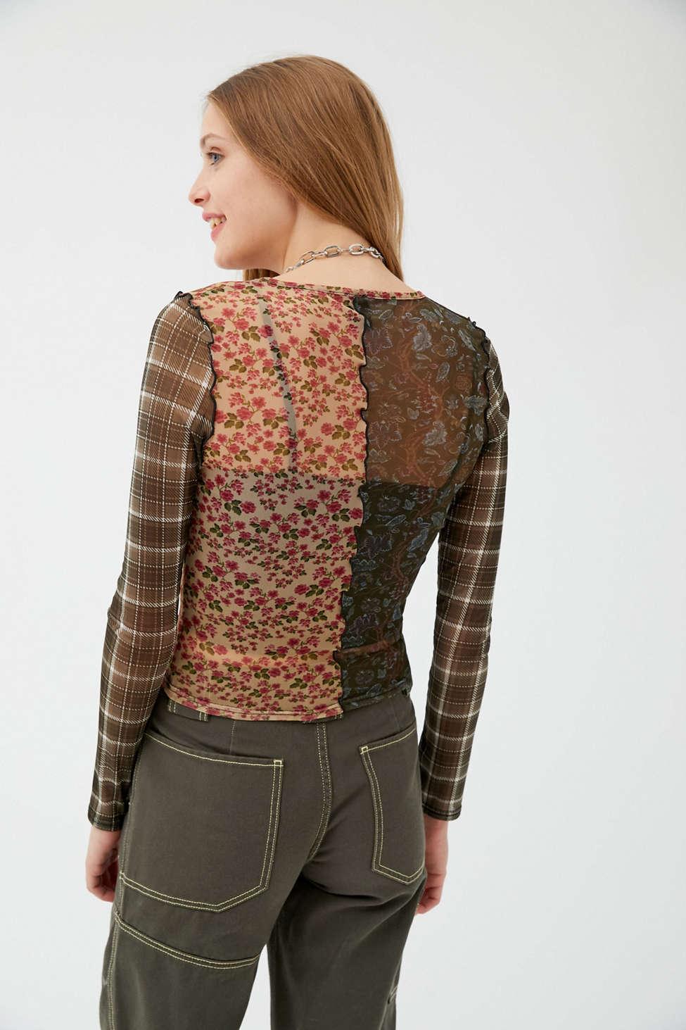 Urban Outfitters Uo Mesh Patchwork Top | Lyst