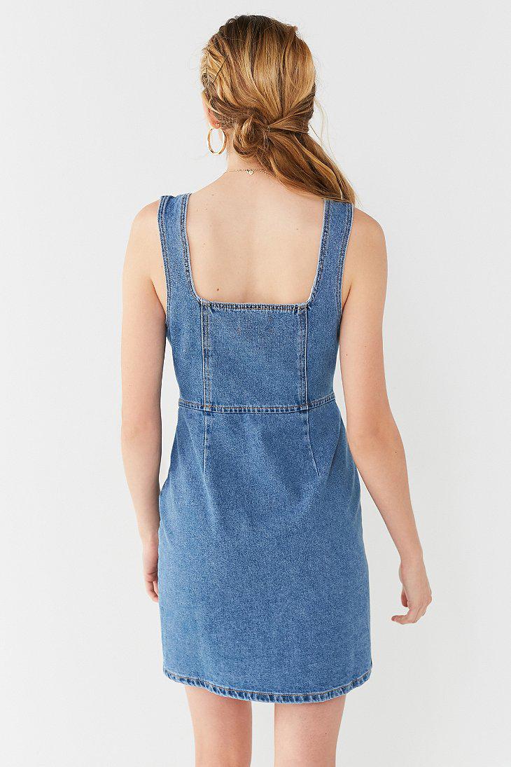 foran Forkludret Derfor Urban Outfitters Uo Button-down Denim Mini Dress in Blue | Lyst