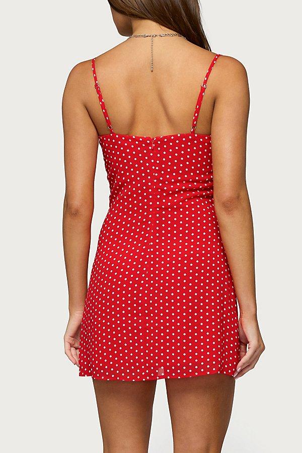 Edikted Polka Dot Cupped Chiffon Mini Dress in Red