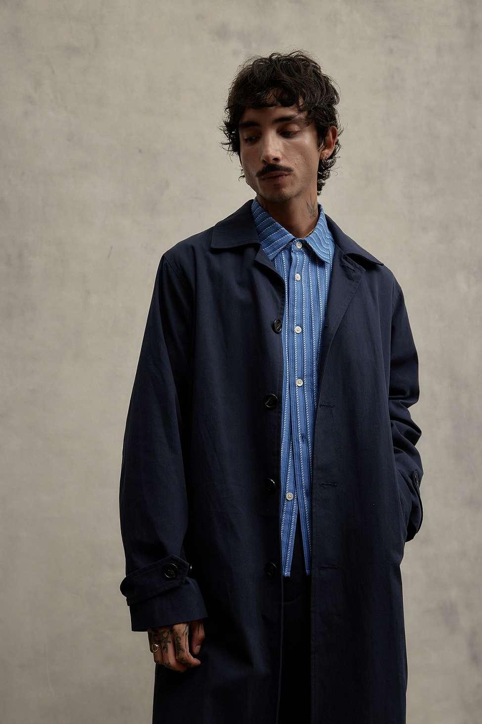 Urban Outfitters Loom Navy Mac Trench Coat Jacket in Blue for Men