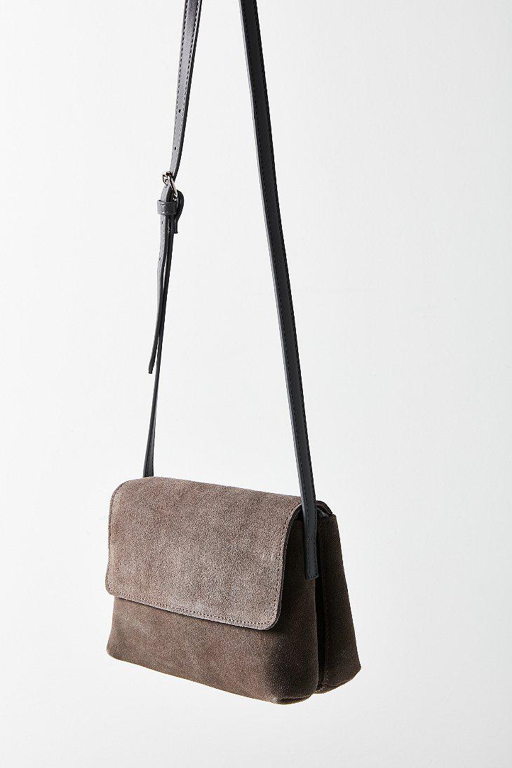 grey suede crossbody bag